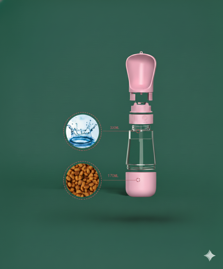 Pawsy club - 2 In 1 Portable Dog Water Bottle